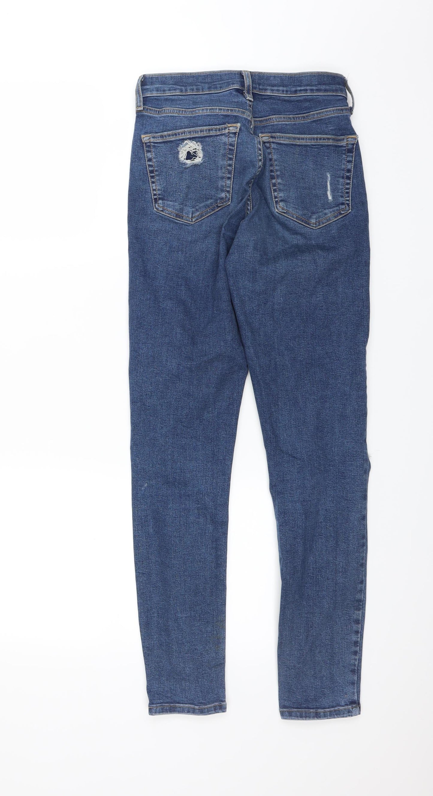 Topshop Womens Blue  Denim Skinny Jeans Size 26 in L32 in - DISTRESSED