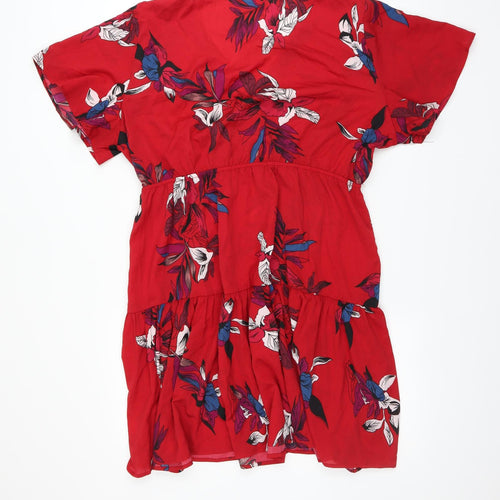 SheIn Womens Red Floral  Wrap Dress  Size 3XL