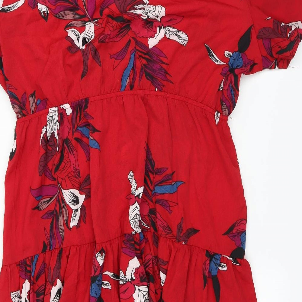 SheIn Womens Red Floral  Wrap Dress  Size 3XL