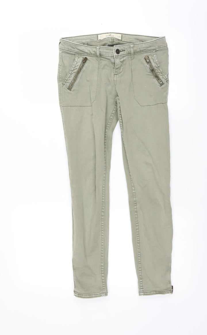 Hollister Womens Green Denim Skinny Jeans Size 26 in L25 in - zip detail