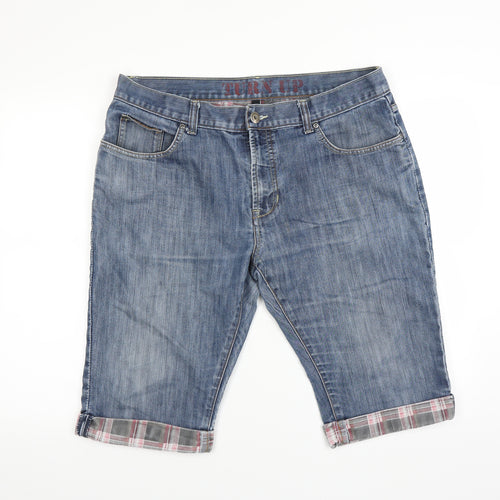 Primark Mens Black  Denim Bermuda Shorts Size 38 in - Turn up hem