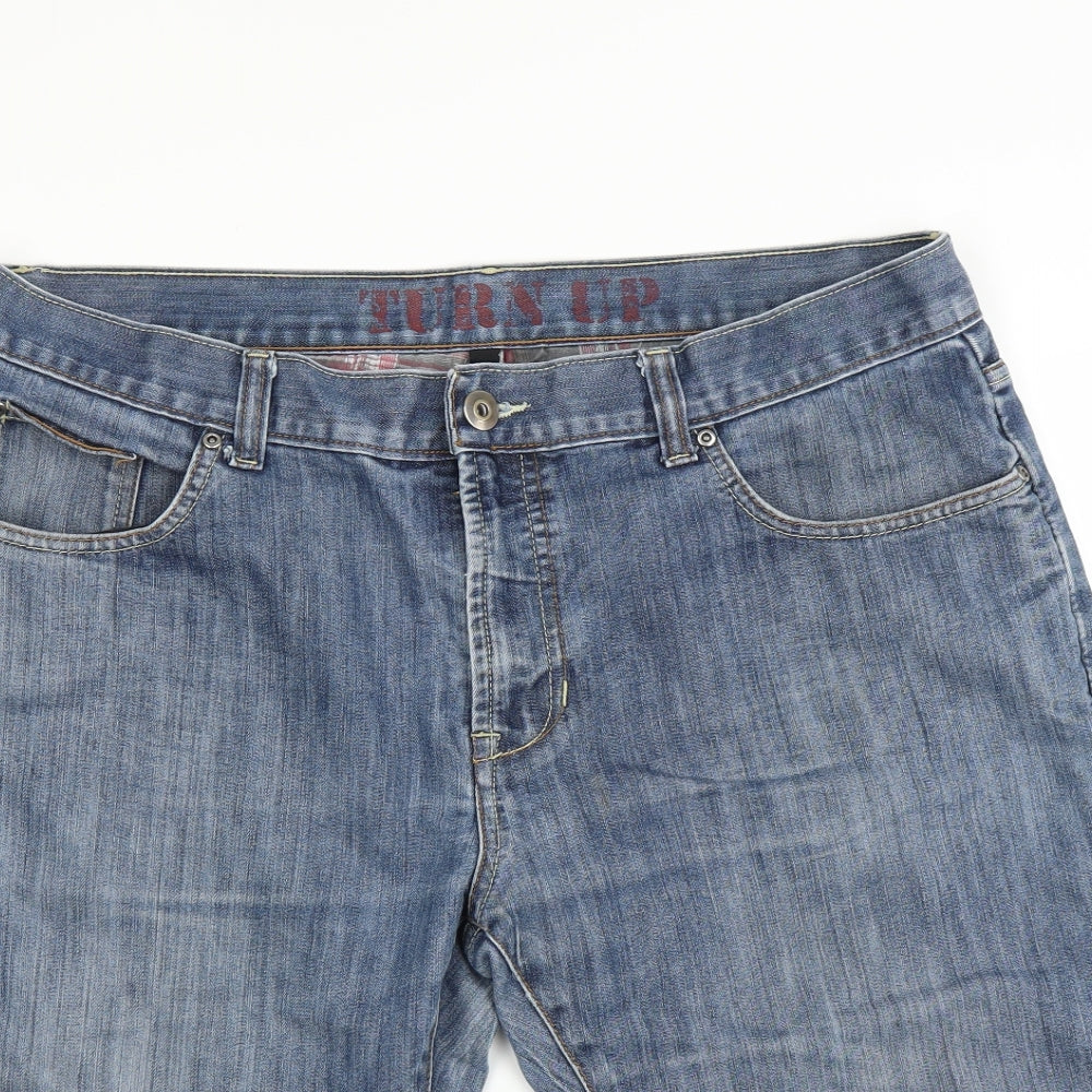Primark Mens Black  Denim Bermuda Shorts Size 38 in - Turn up hem