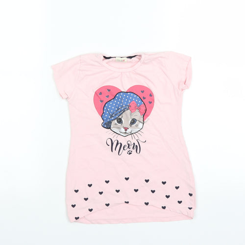 FILE Womens Pink   Basic T-Shirt Size 8  - MEOW