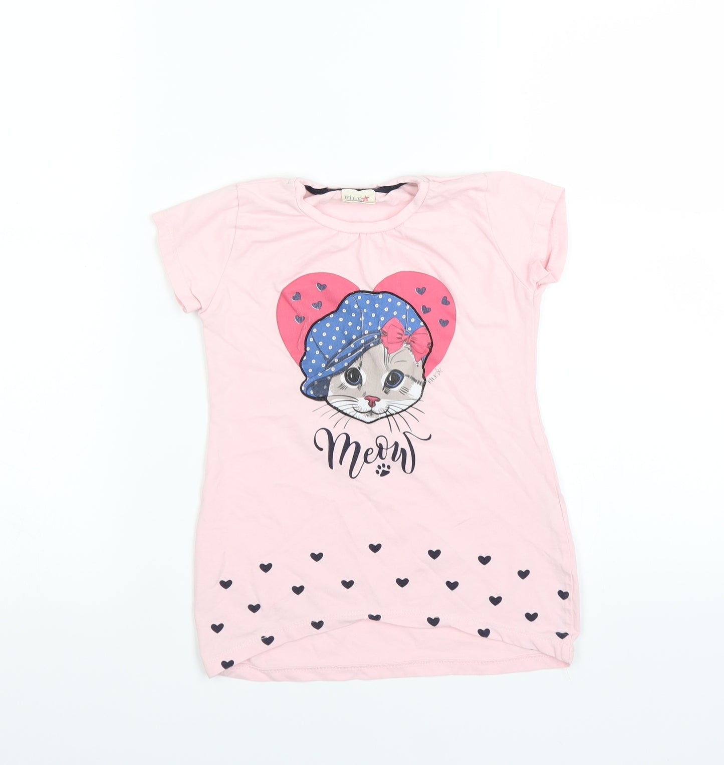 FILE Womens Pink   Basic T-Shirt Size 8  - MEOW