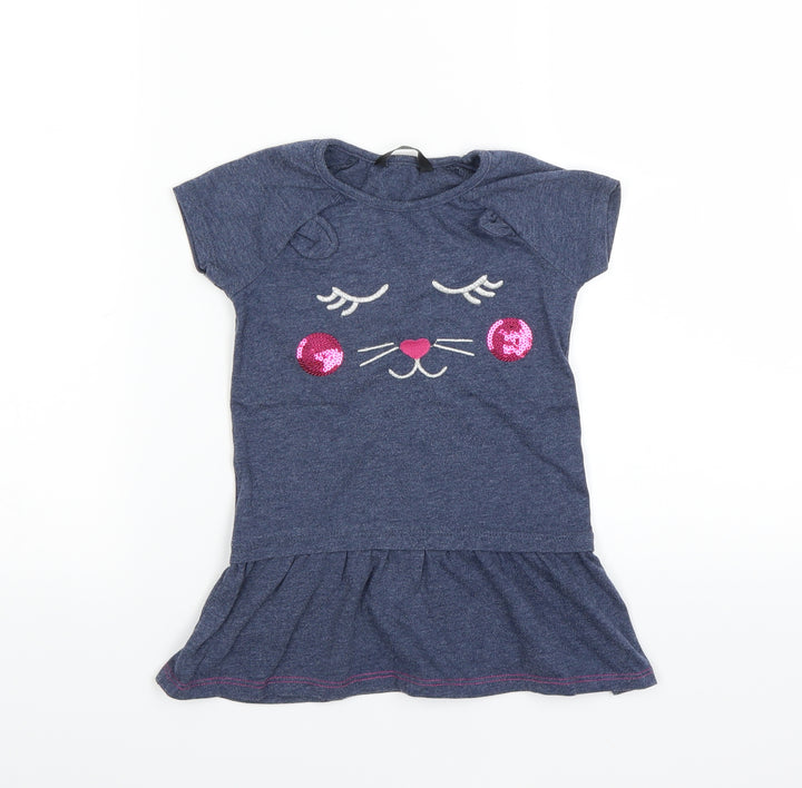 George Girls Black T-Shirt Dress Size 2-3 Years
