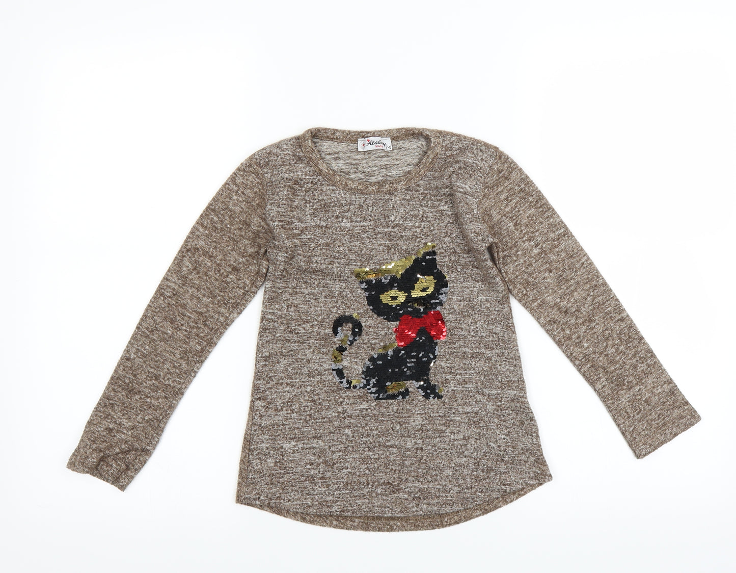 atabay Girls Brown   Pullover Jumper Size 7-8 Years  - cat