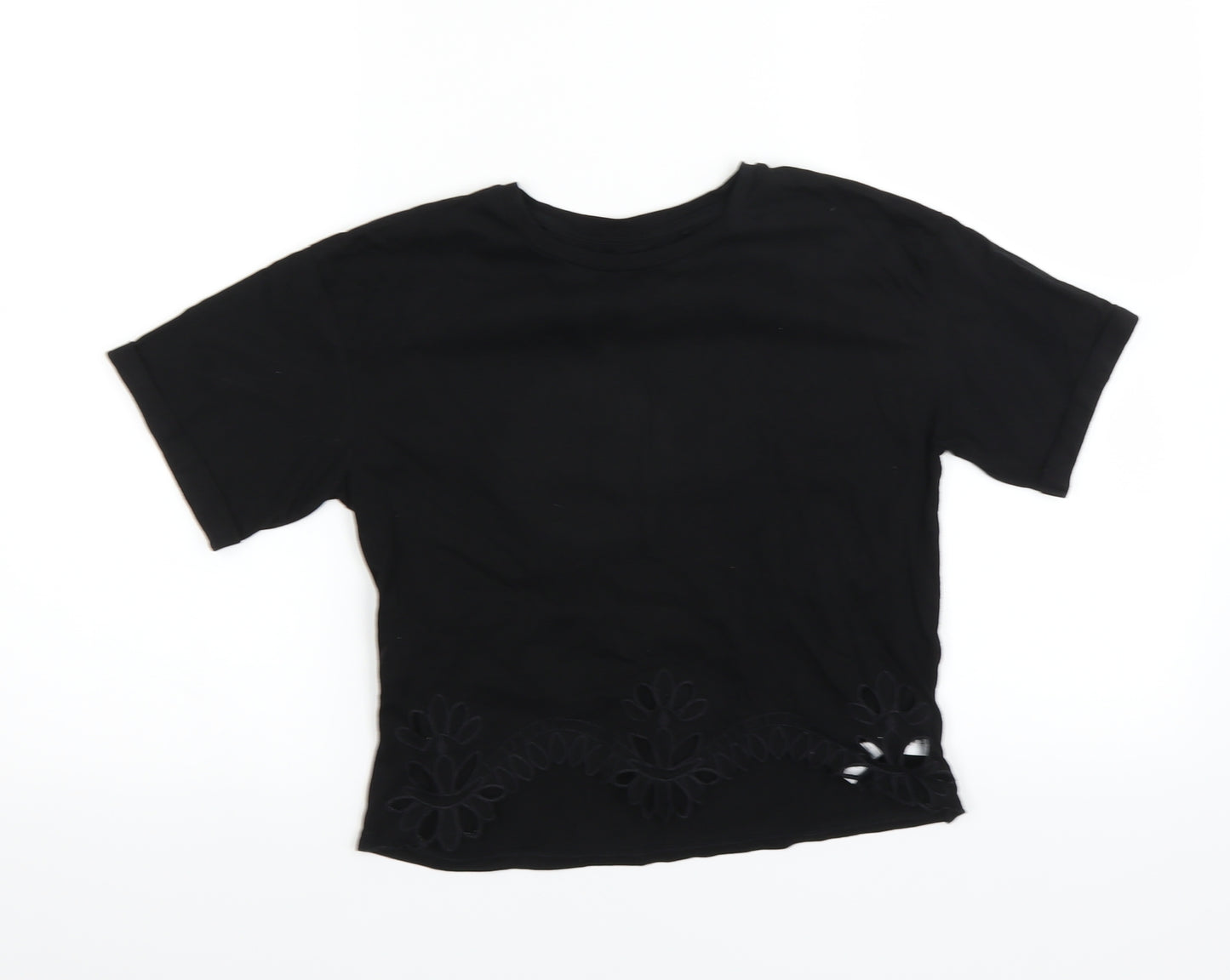 NEXT Girls Black   Basic T-Shirt Size 10 Years  - CUT OUT DETAIL