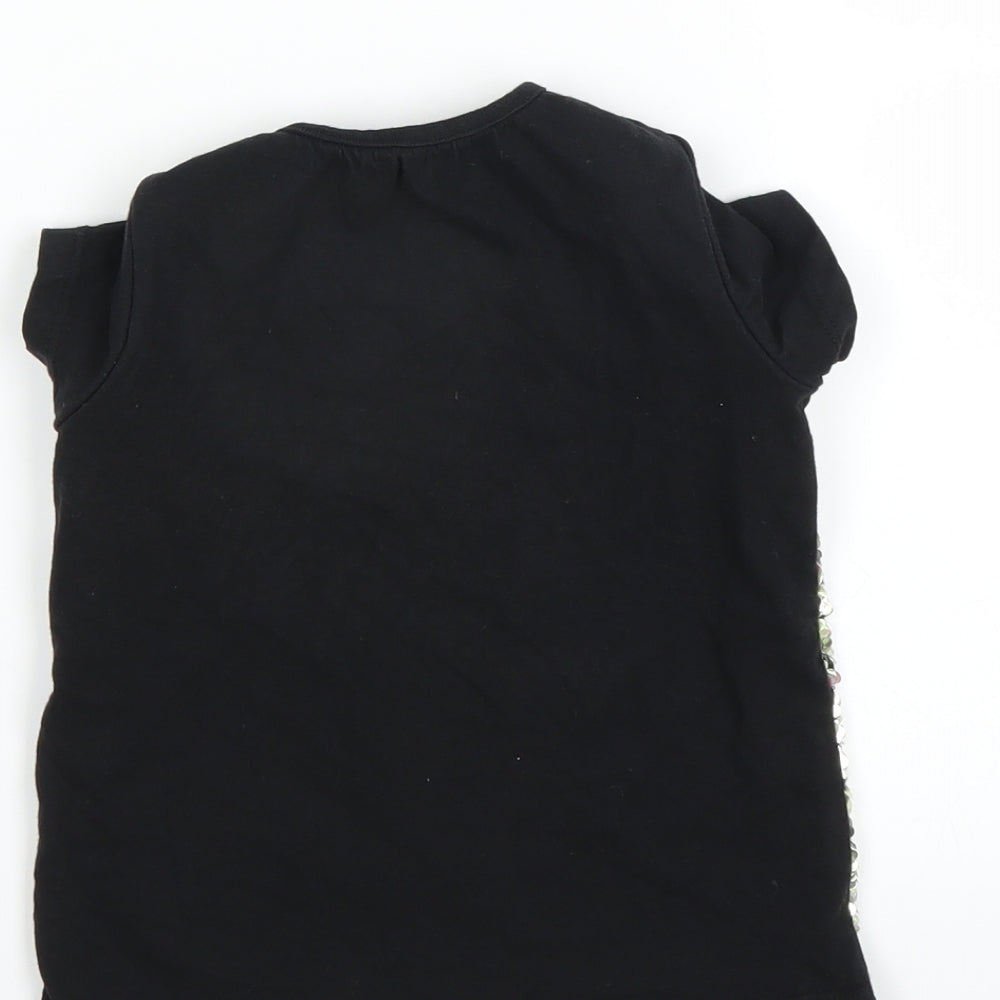 Nutmeg Girls Black   Basic T-Shirt Size 4-5 Years  - Sequin