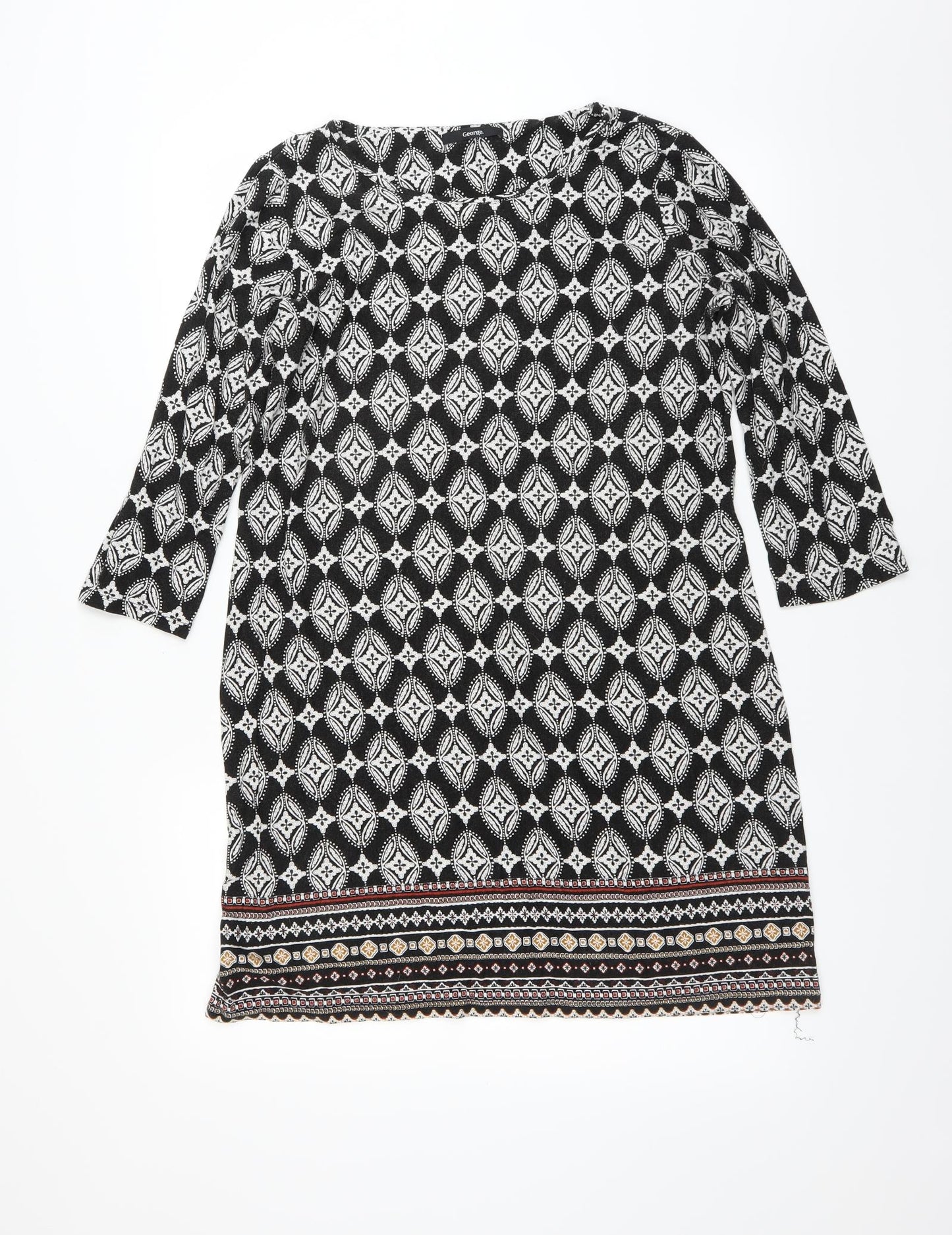George Womens Black Geometric  Shift  Size 14