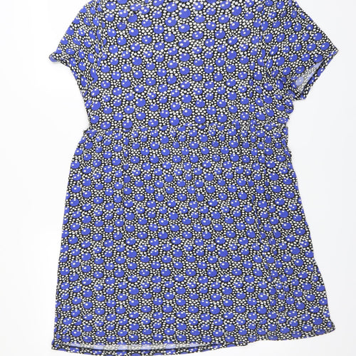 barbara hulanicki Womens Blue Geometric  Wrap Dress  Size 20