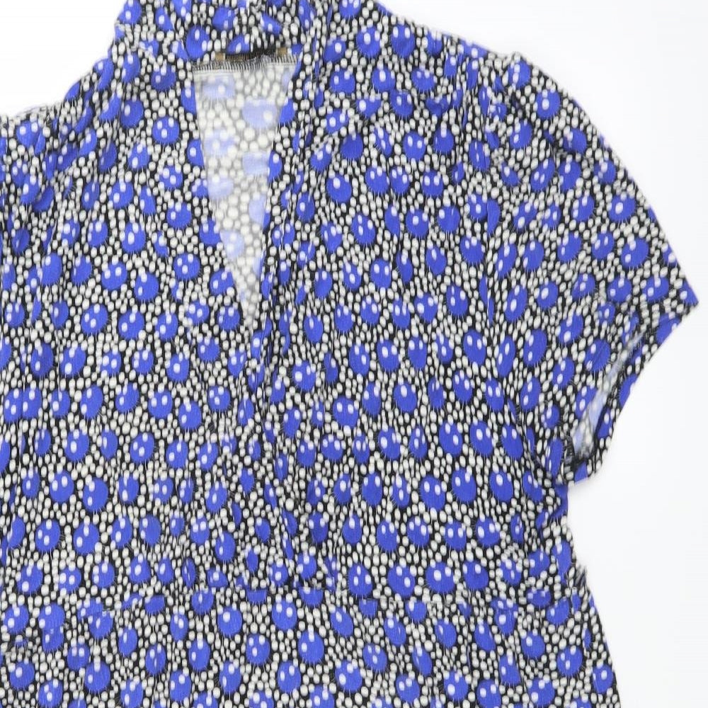 barbara hulanicki Womens Blue Geometric  Wrap Dress  Size 20