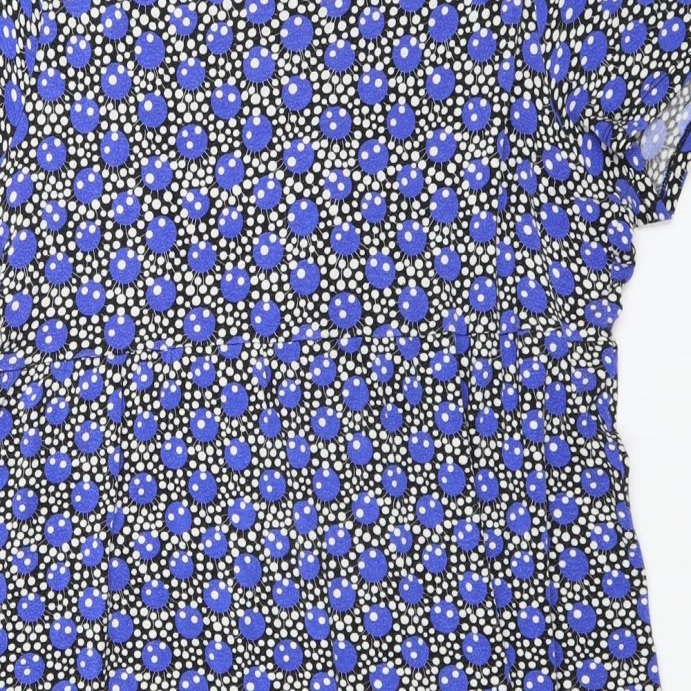 barbara hulanicki Womens Blue Geometric  Wrap Dress  Size 20