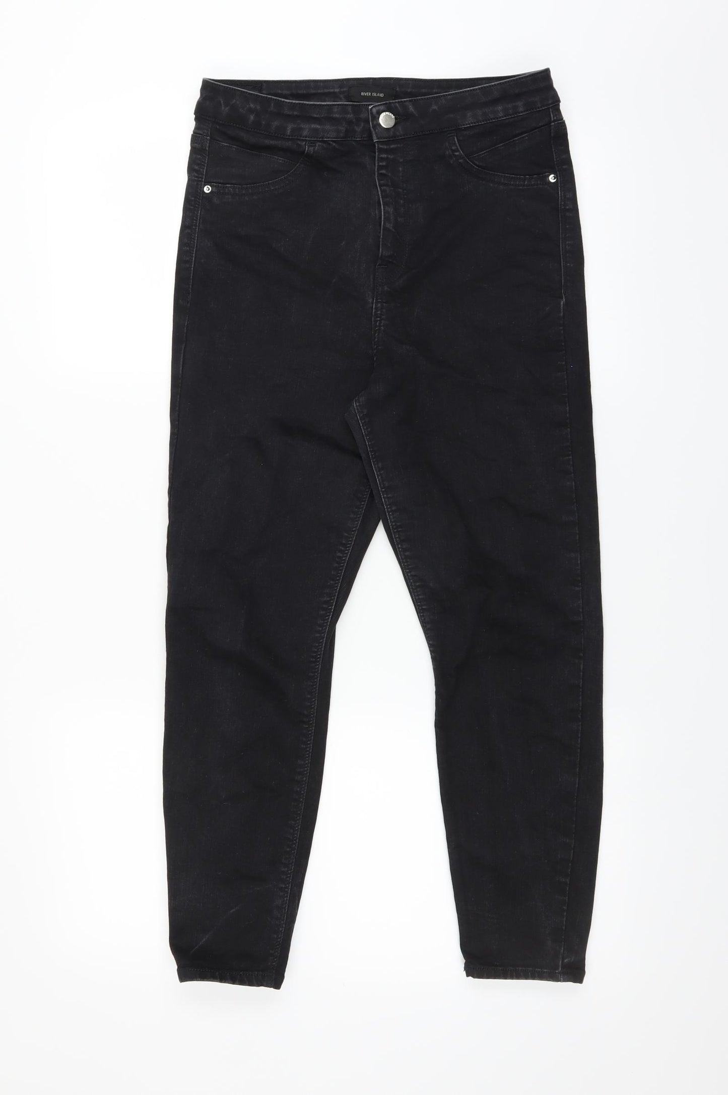 River Island Womens Black  Denim Skinny Jeans Size 14 L23 in - CROPPED
