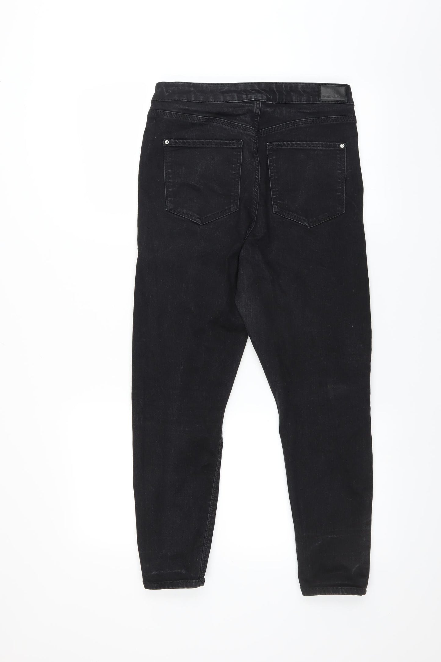 River Island Womens Black  Denim Skinny Jeans Size 14 L23 in - CROPPED