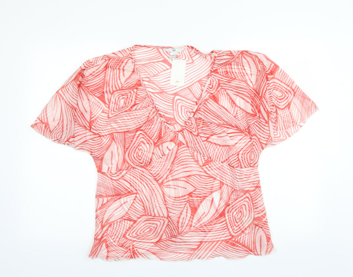 H&M Womens Red Geometric  Basic Blouse Size 18  - sheer