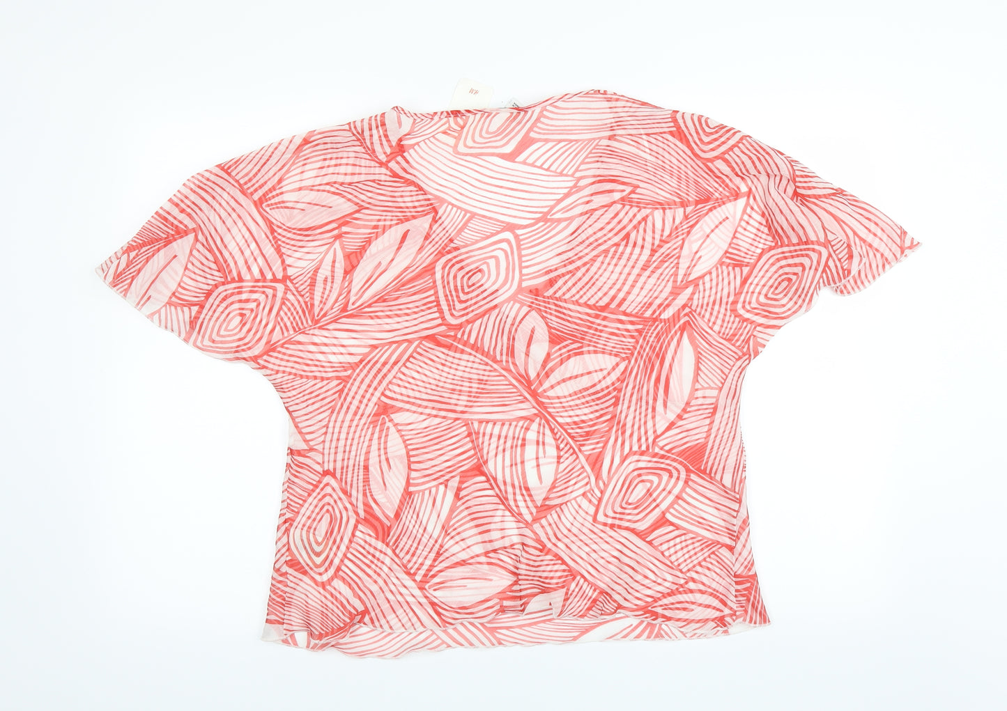 H&M Womens Red Geometric  Basic Blouse Size 18  - sheer