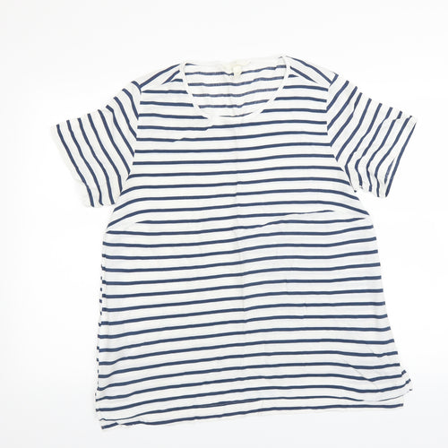 H&M Womens Blue Striped  Basic Blouse Size 14