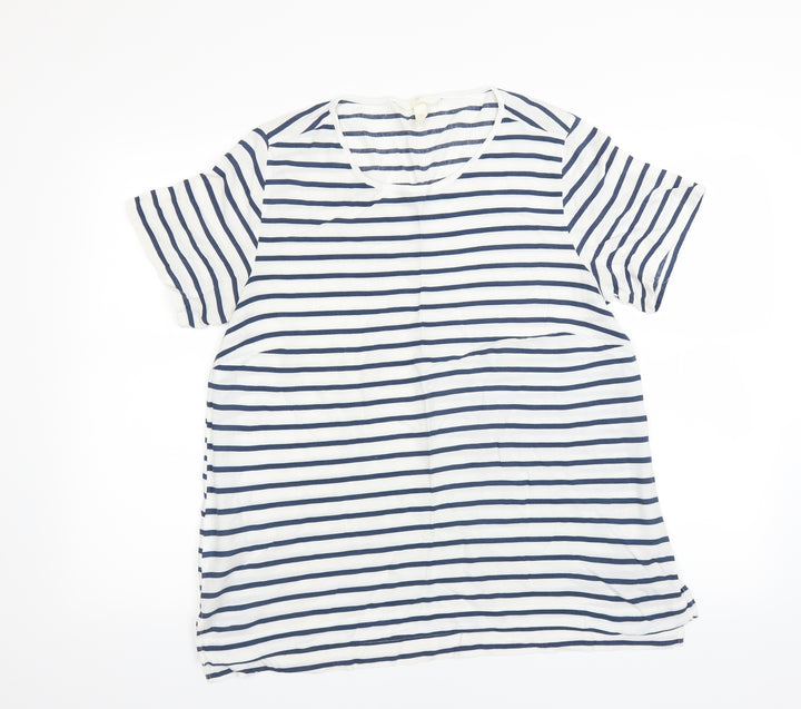 H&M Womens Blue Striped Basic Blouse Size 14