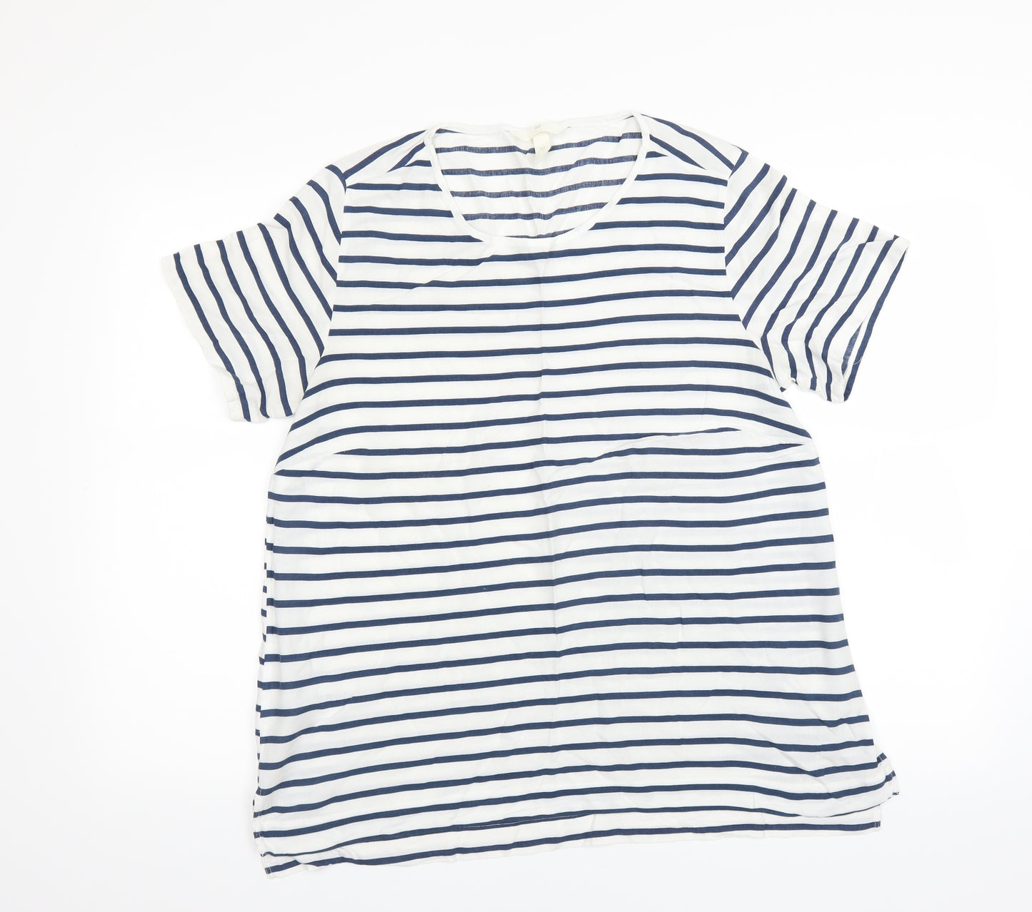 H&M Womens Blue Striped  Basic Blouse Size 14