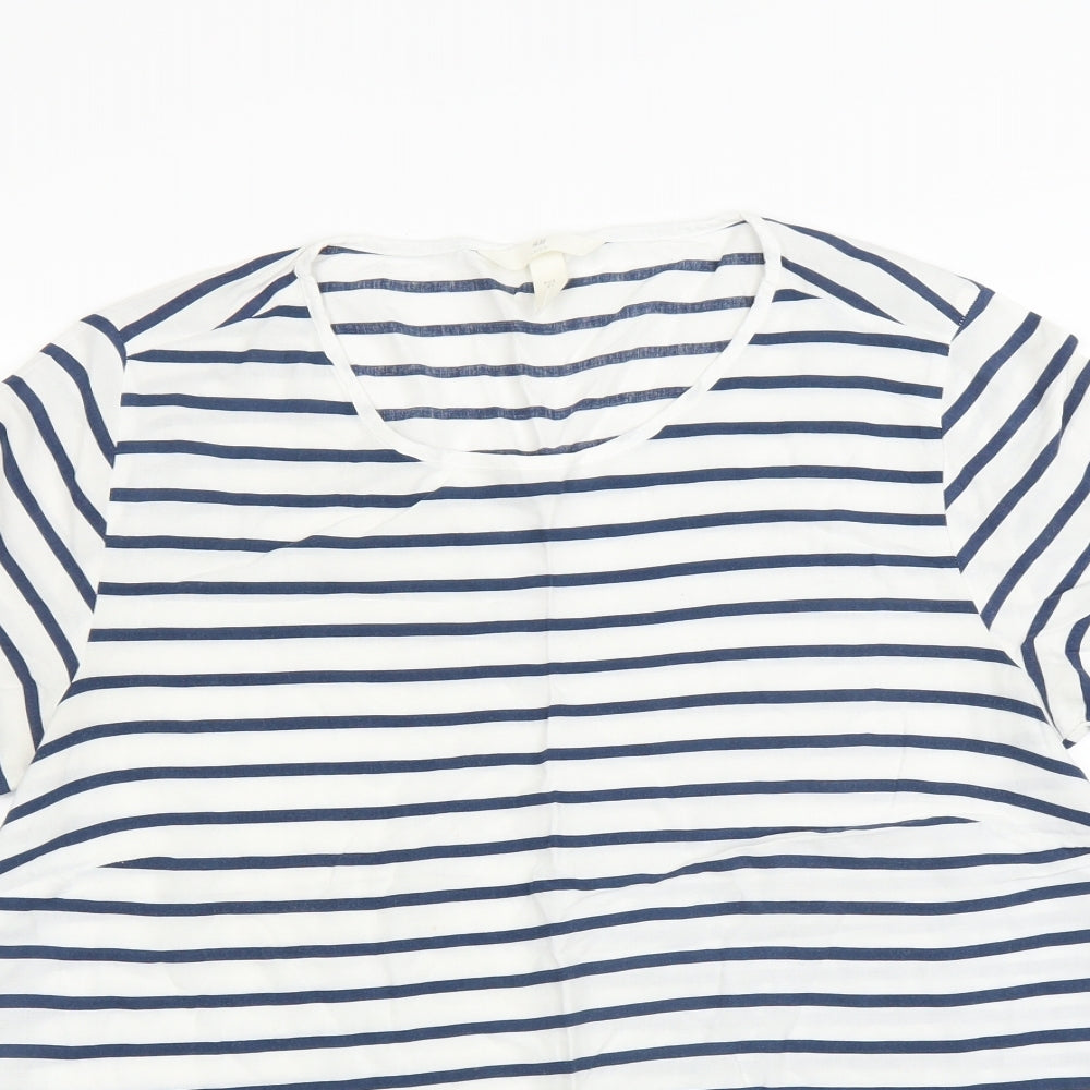 H&M Womens Blue Striped  Basic Blouse Size 14