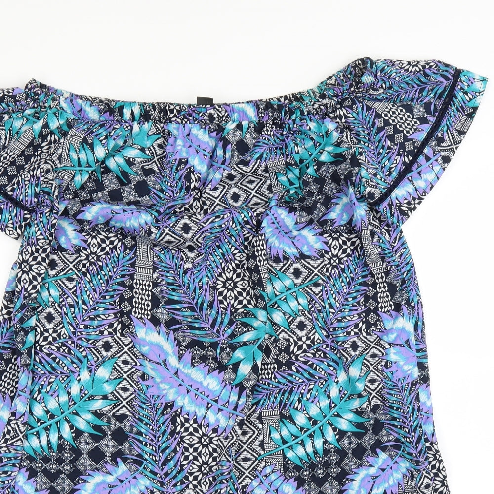 Primark Womens Blue   Shift  Size 14  - LEAF PRINT