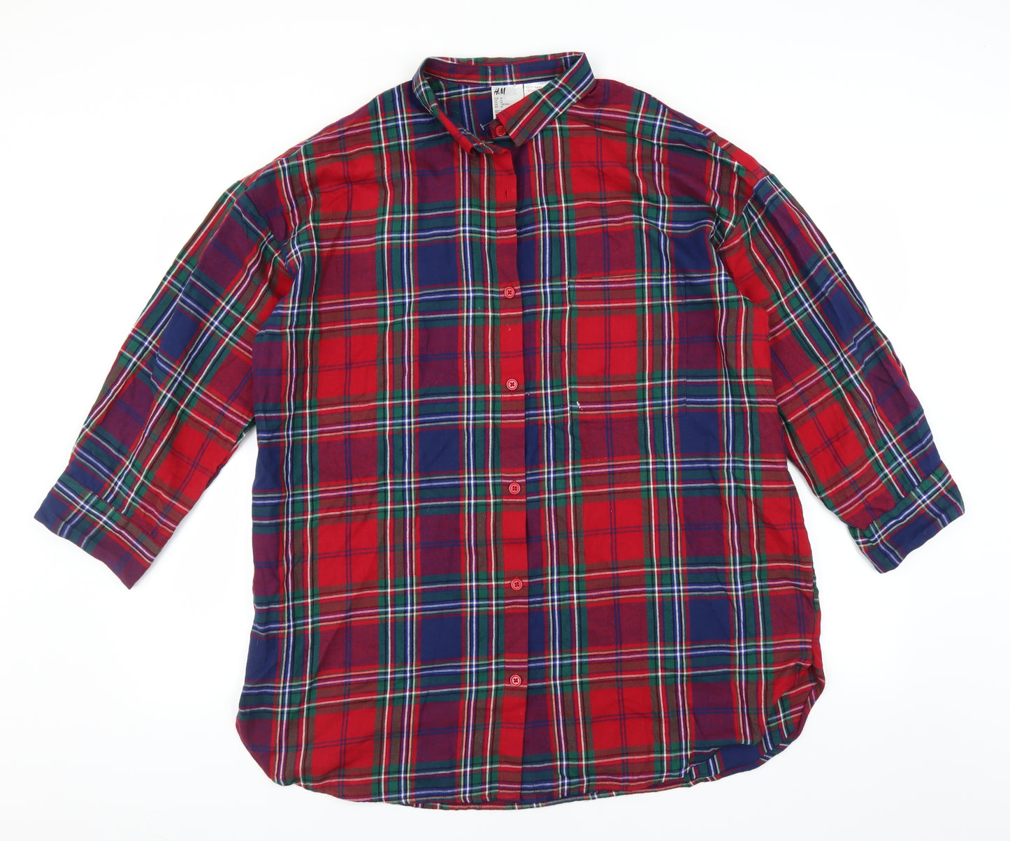 H&M Womens Red Plaid  Top Nightshirt Size M