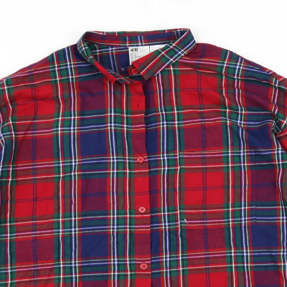 H&M Womens Red Plaid  Top Nightshirt Size M