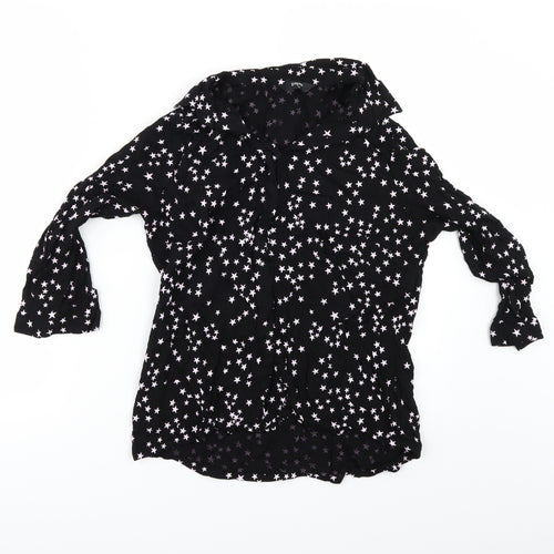 Papaya Womens Black Geometric  Basic Button-Up Size 10