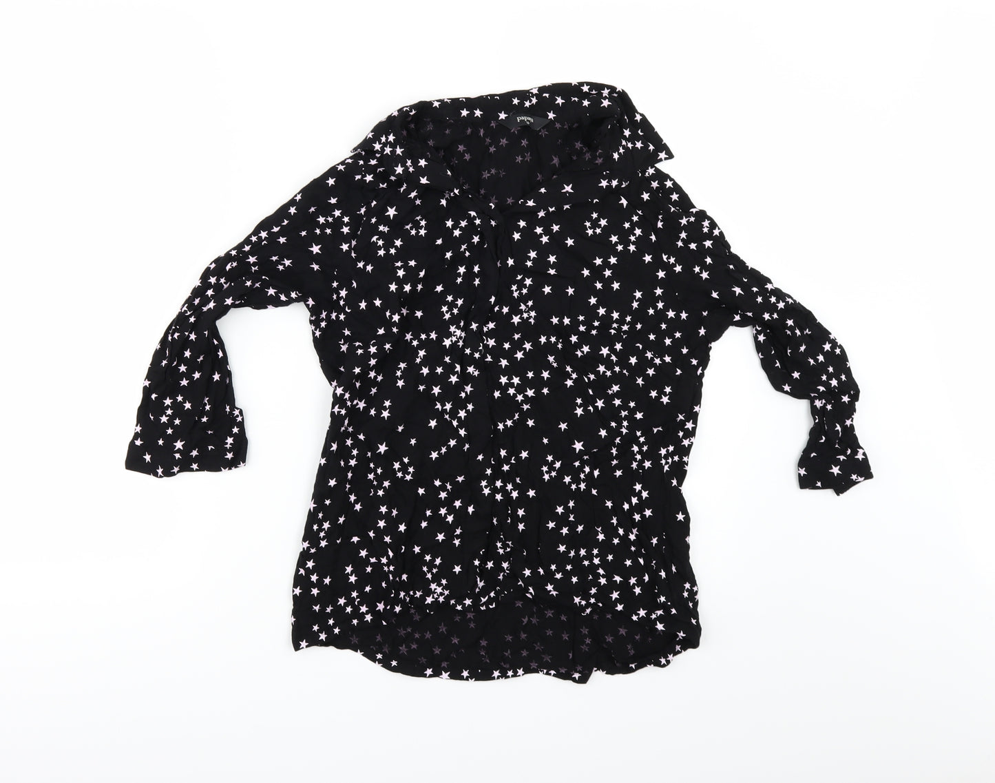 Papaya Womens Black Geometric  Basic Button-Up Size 10