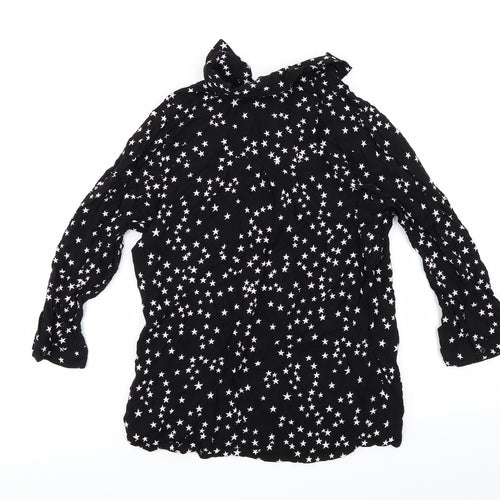 Papaya Womens Black Geometric  Basic Button-Up Size 10