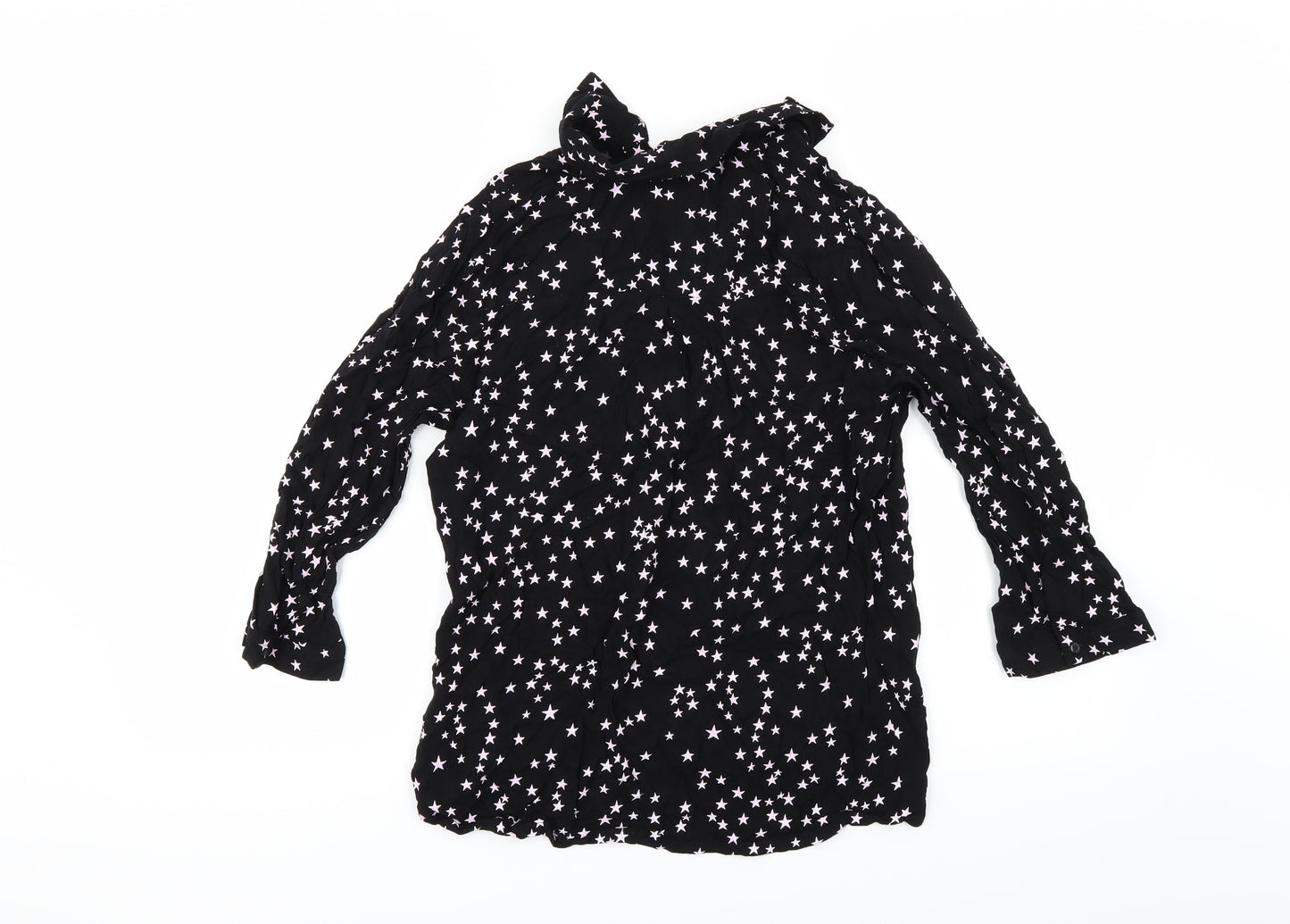 Papaya Womens Black Geometric  Basic Button-Up Size 10