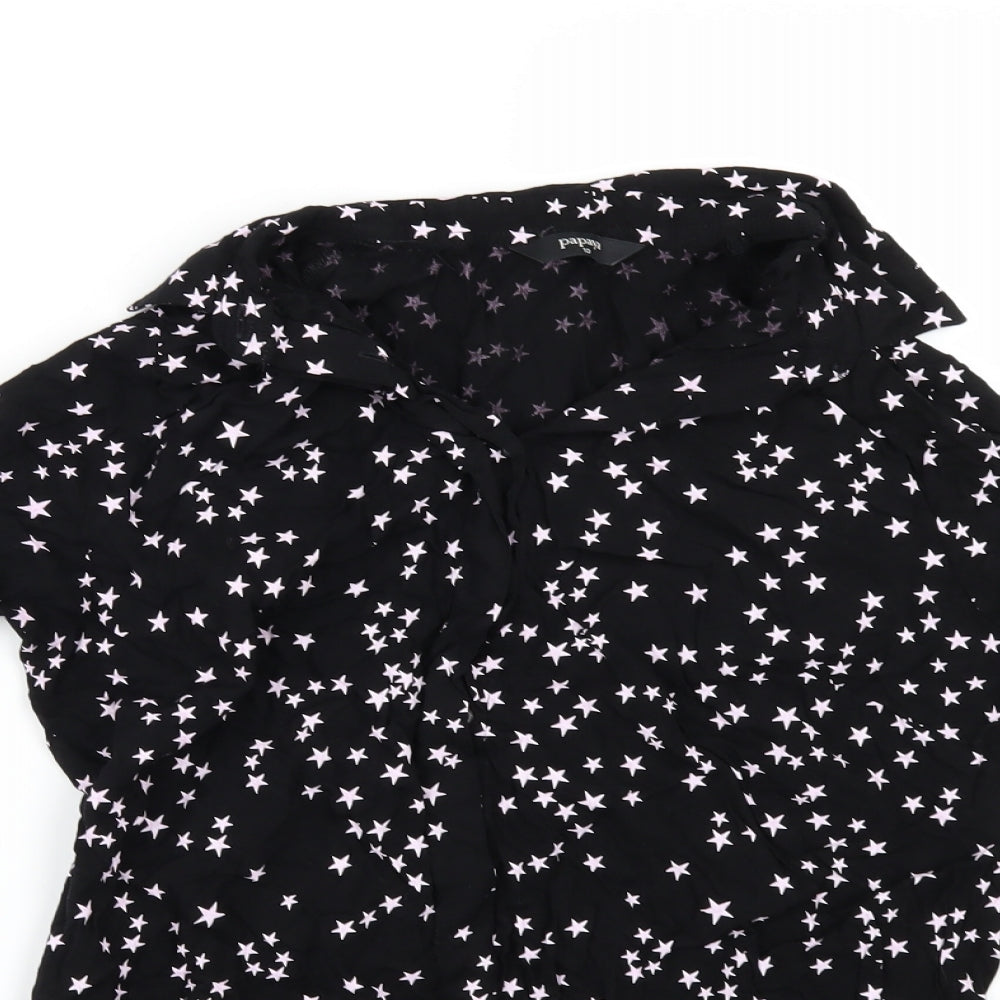Papaya Womens Black Geometric  Basic Button-Up Size 10