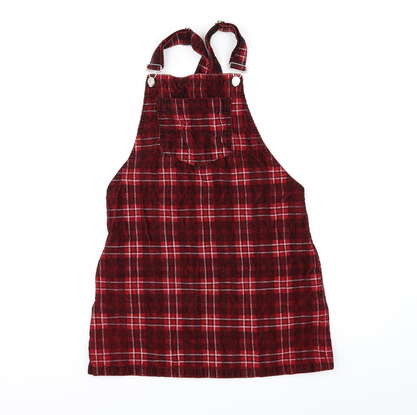 Topshop Womens Red Check  Pinafore/Dungaree Dress  Size 8