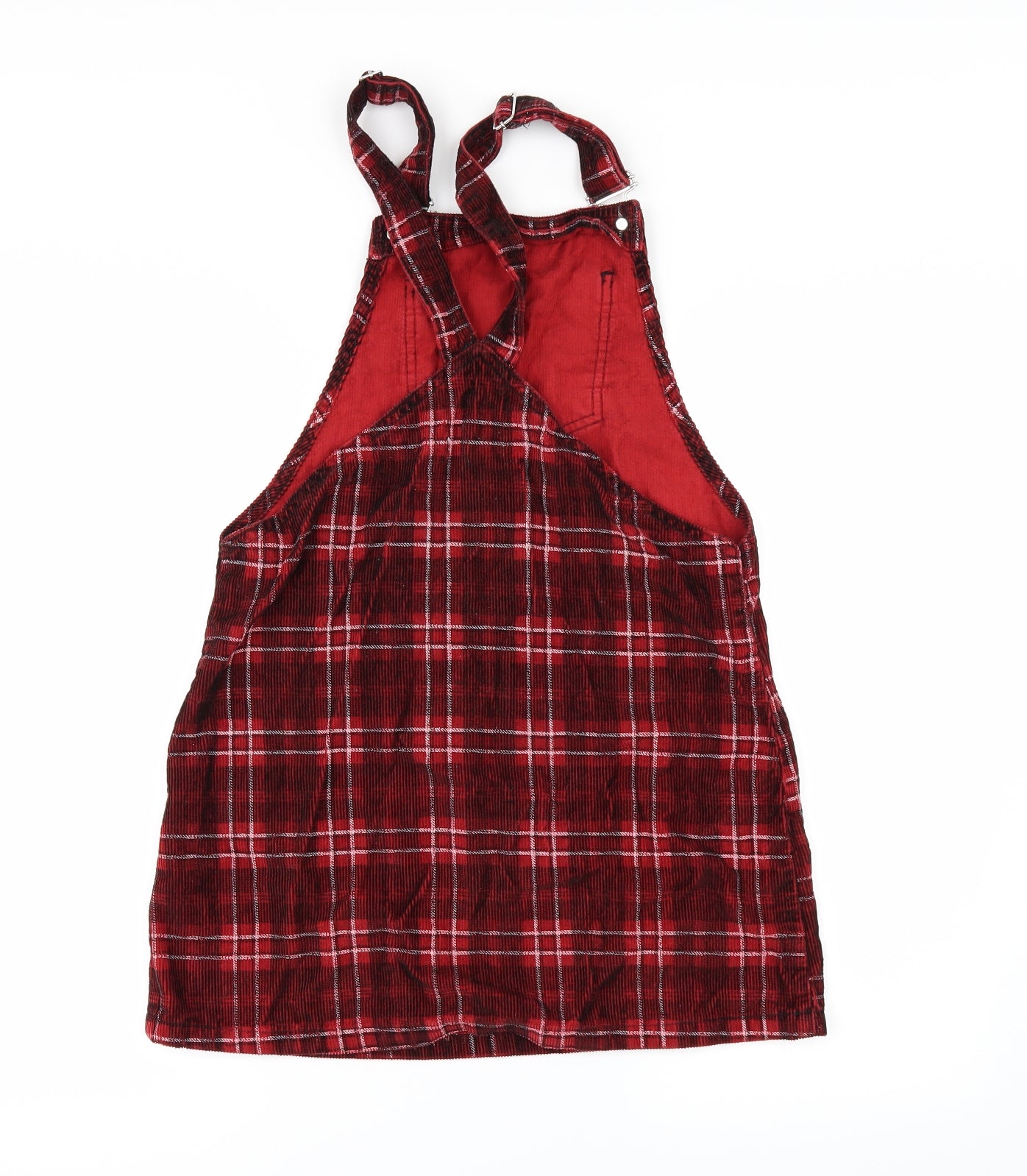 Topshop Womens Red Check  Pinafore/Dungaree Dress  Size 8