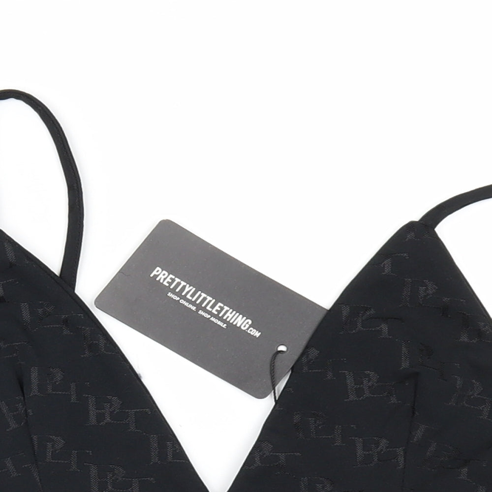 PRETTYLITTLETHING Womens Black   Cropped Blouse Size 16