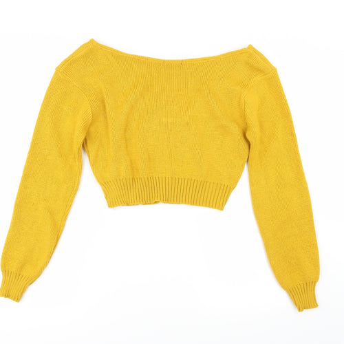 I SAW IT FIRST` Womens Yellow Herringbone  Pullover Jumper Size S