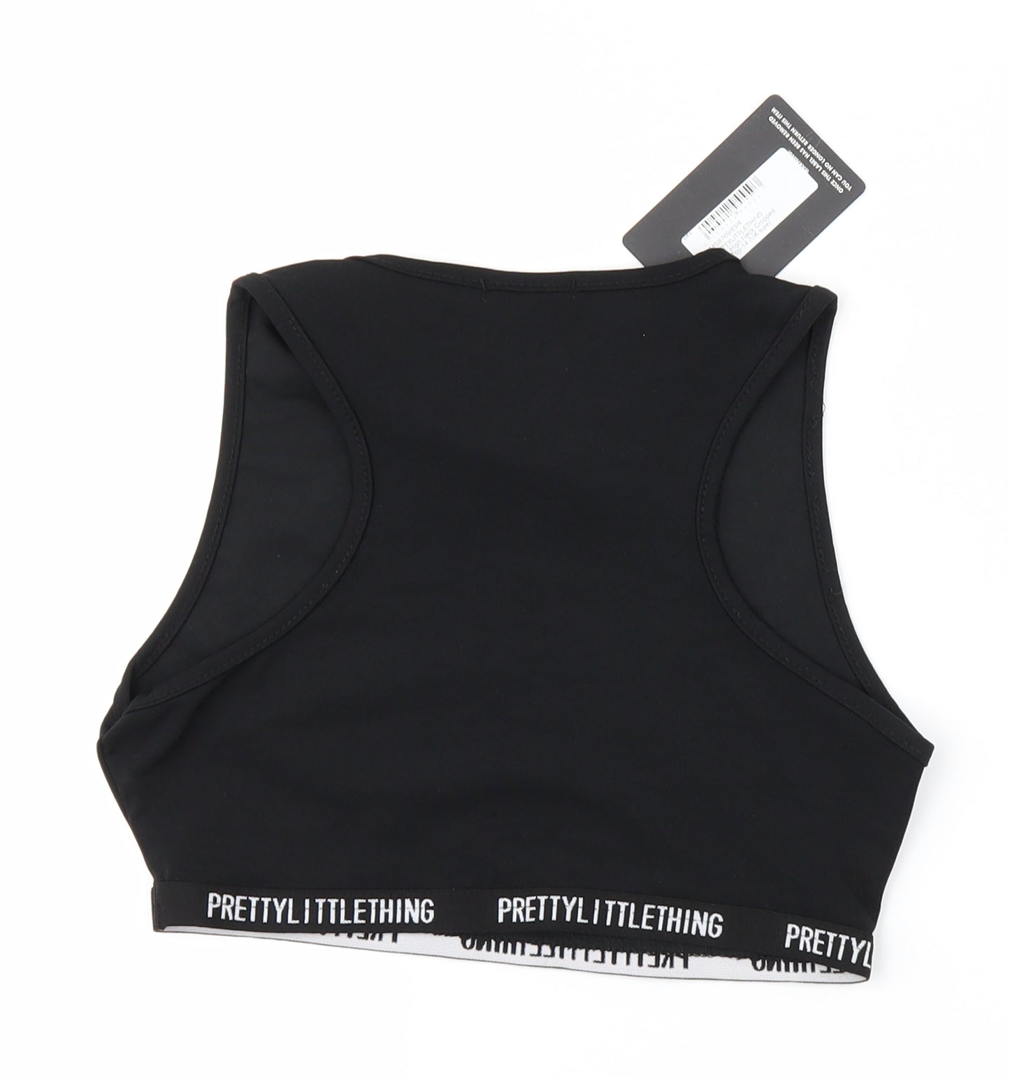 PRETTYLITTLETHING Womens Black   Cropped T-Shirt Size 14