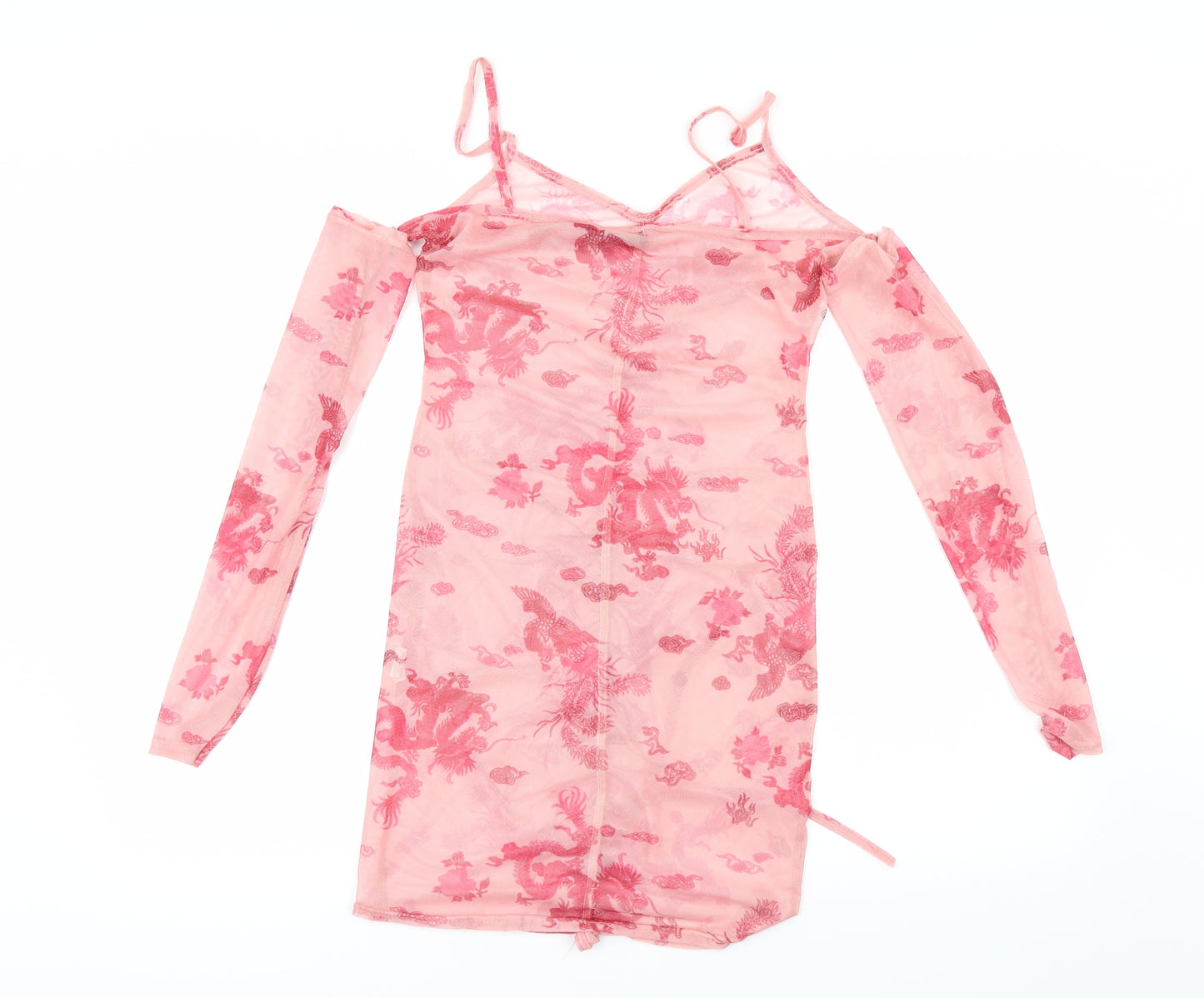 PRETTYLITTLETHING Womens Pink Fair Isle  Mini  Size 10  - See Through