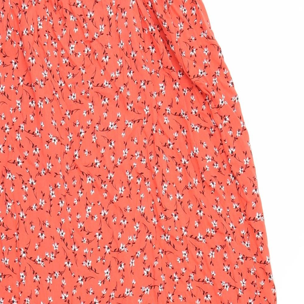 New Look Womens Orange Floral  A-Line  Size 10