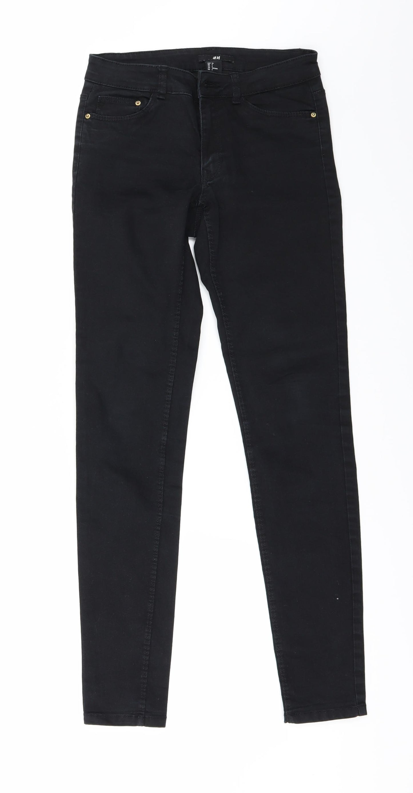 H&M Womens Black  Denim Skinny Jeans Size 6 L29 in