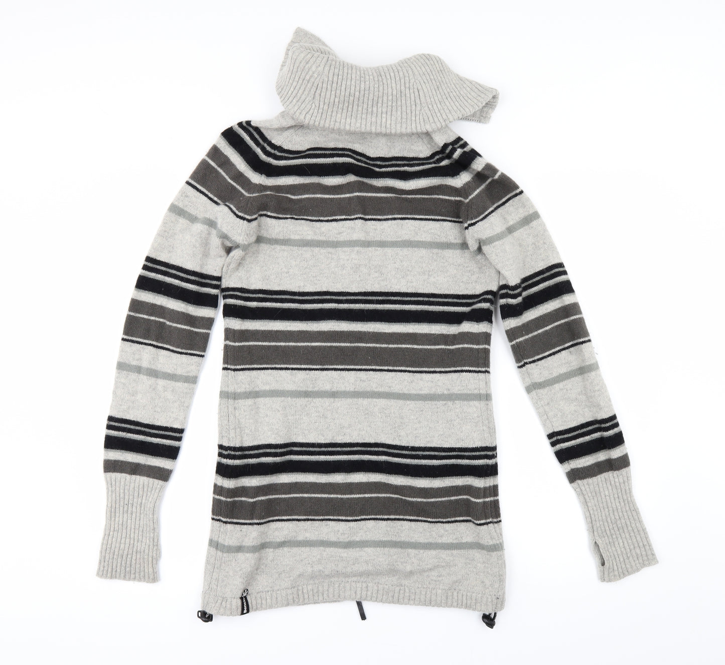 Bench Womens Grey Striped  Cardigan Jumper Size M