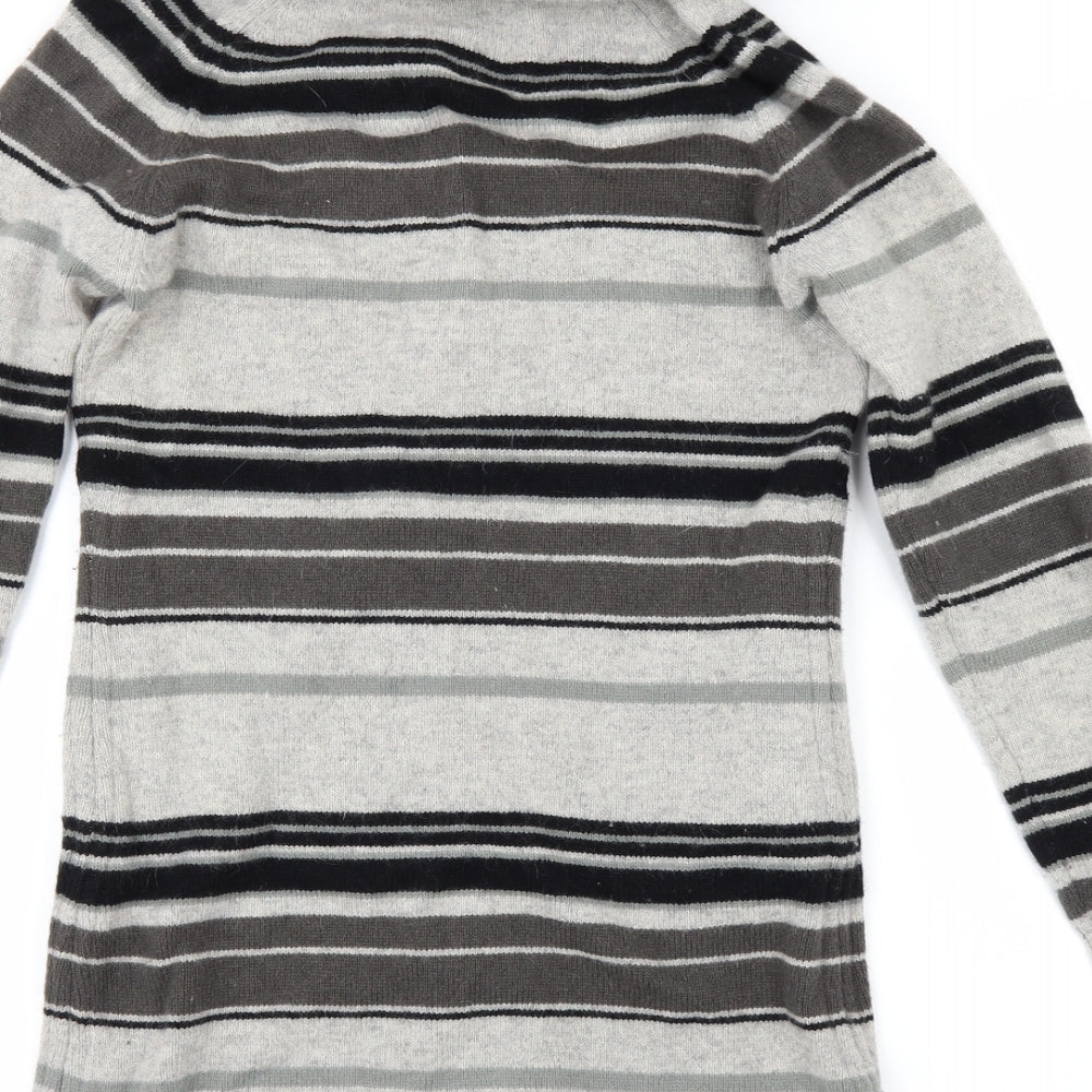 Bench Womens Grey Striped  Cardigan Jumper Size M