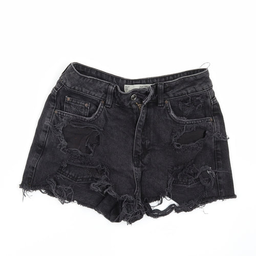 Topshop Womens Black  Denim Cut-Off Shorts Size 26