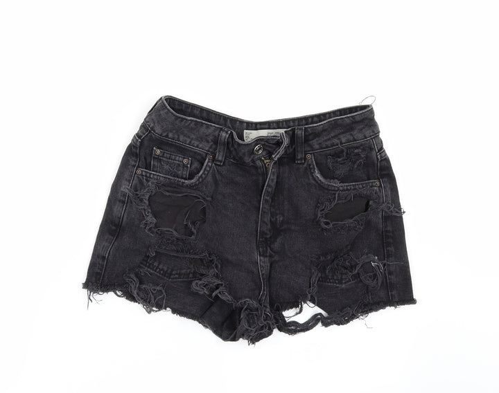 Topshop Womens Black Denim Cut-Off Shorts Size 26
