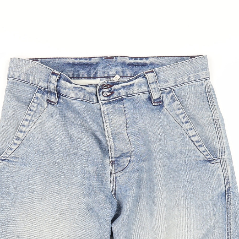Preworn Mens Beige  Denim Cargo Shorts Size 32 in
