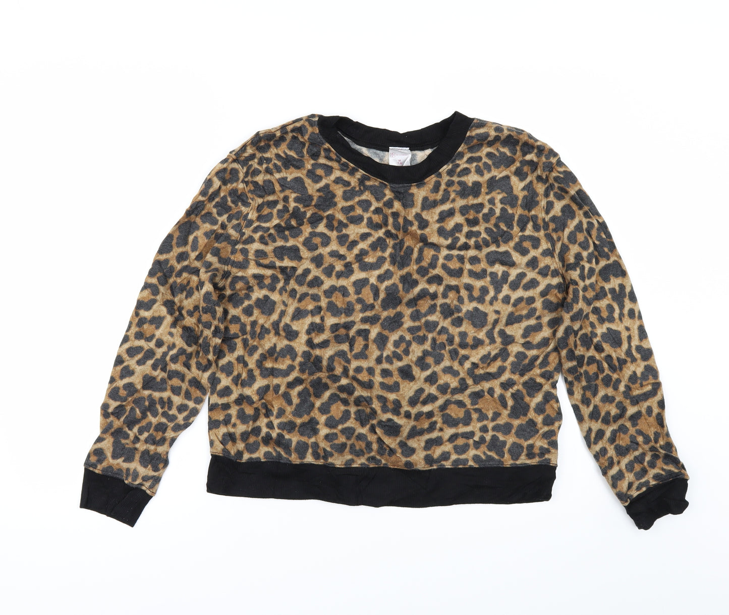 No Boundaries Womens Brown Animal Print  Pullover Sweatshirt Size M