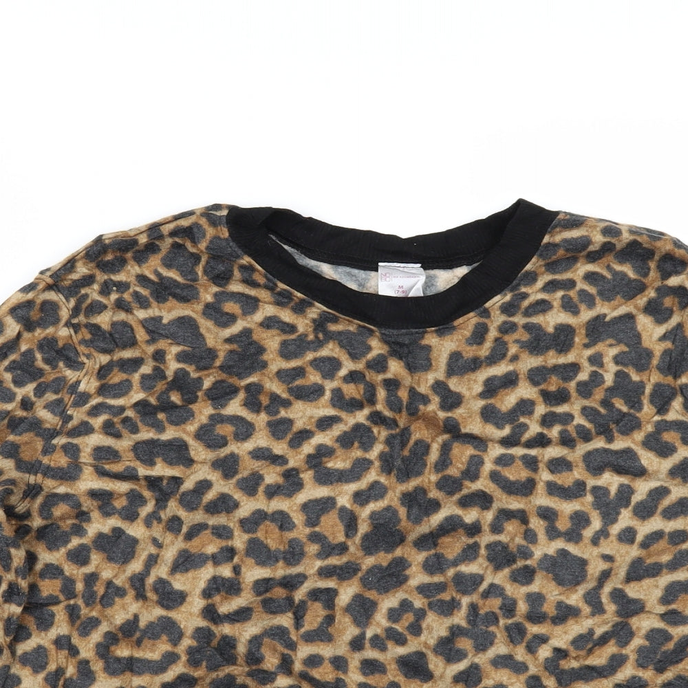 No Boundaries Womens Brown Animal Print  Pullover Sweatshirt Size M