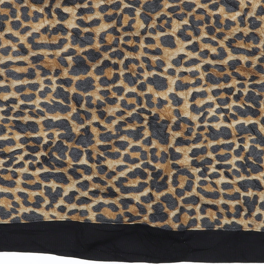 No Boundaries Womens Brown Animal Print  Pullover Sweatshirt Size M