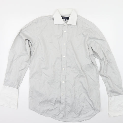 Gieves & Hawkes Mens Grey Striped   Dress Shirt Size 15.5