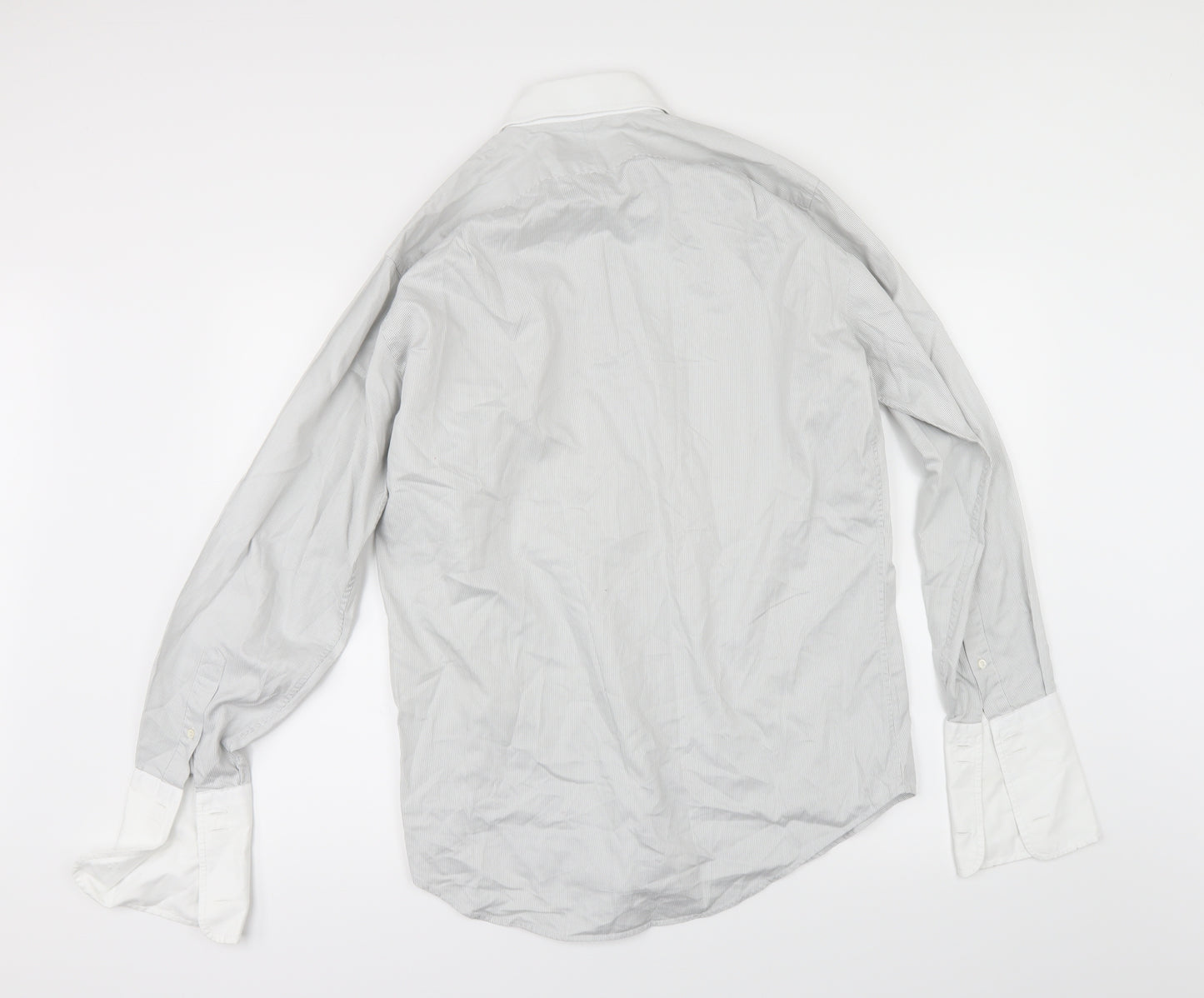 Gieves & Hawkes Mens Grey Striped   Dress Shirt Size 15.5